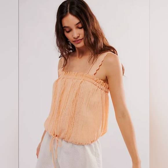 Free People Because Of You Blousen Tank Top Cotton/linen Blend Size Large - Picture 1 of 11